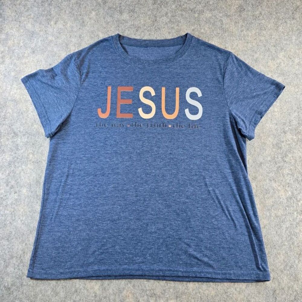 Heather Blue T-shirt Size XL Jesus - Way Truth Life Christian Faith Soft